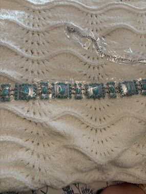 Silver Jeans Turquoise-Accent Silver Link Belt